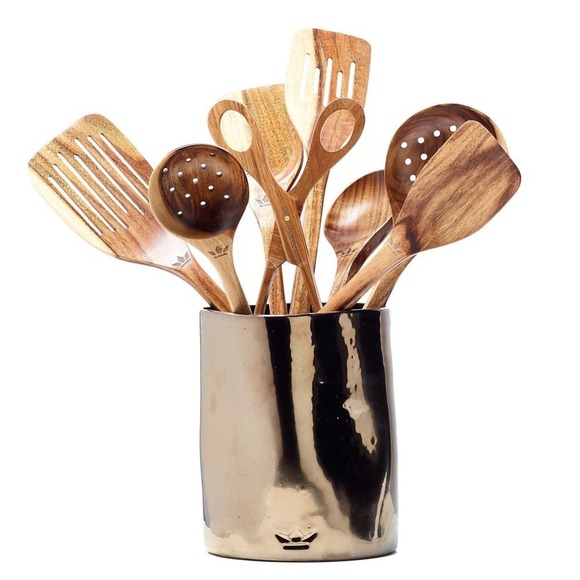 Dutchdeluxes Other - Dutchdeluxes Dented Crock Utensil Holder - Platinum Ceramic - Handmade Portugal